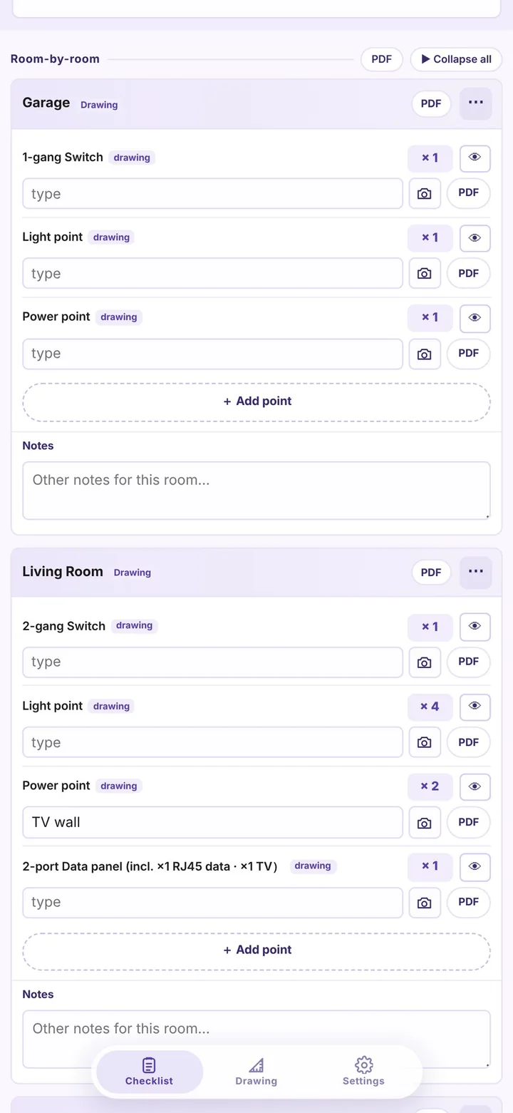 Client Check checklist page